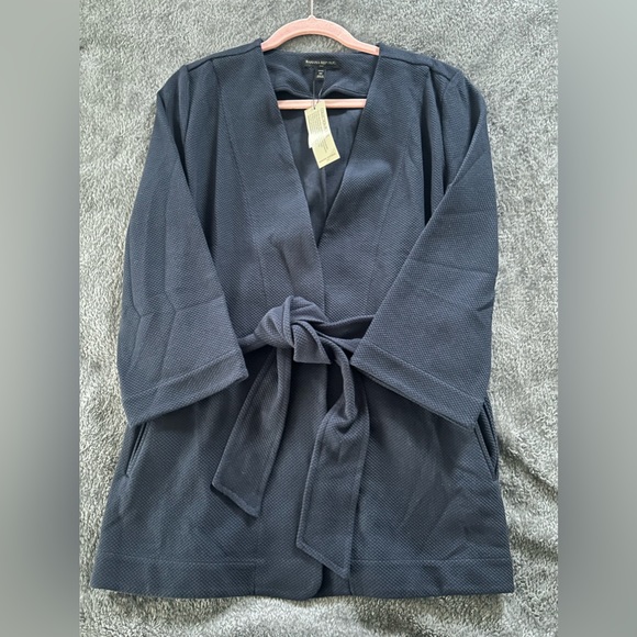 Banana Republic Medium Petite navy waffle kimono blazer cardigan NWT - Picture 4 of 9